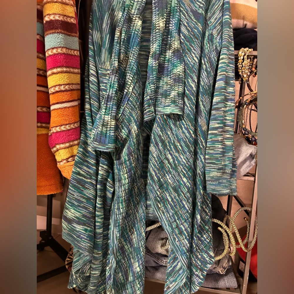 Multi. Colored open concept wrap around sweater